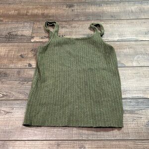 Marine‎ Layer Womens Medium Army Green Cropped Ribbed Tank Top shirt Casual